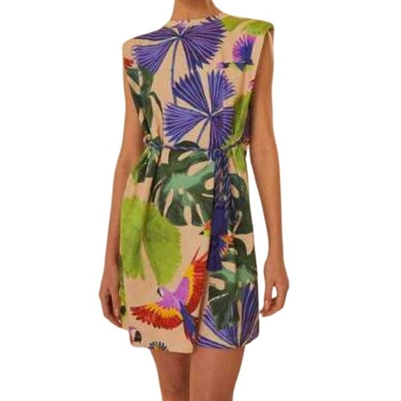 FARM Rio Dresses & Skirts - FARM RIO Sand Macaw Jungle Organic Cotton T Shirt Dress Sz M and L Tropical Boho